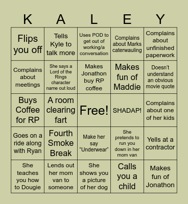 Highland Drive Bingo Card