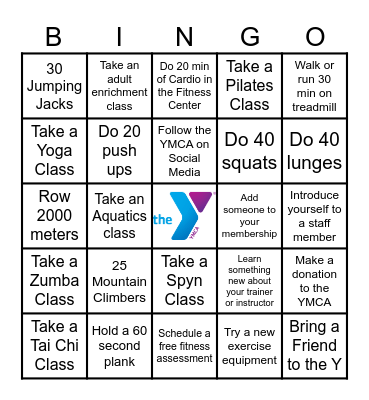 YMCA Bingo Card