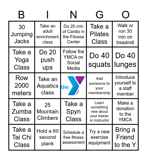 YMCA Bingo Card