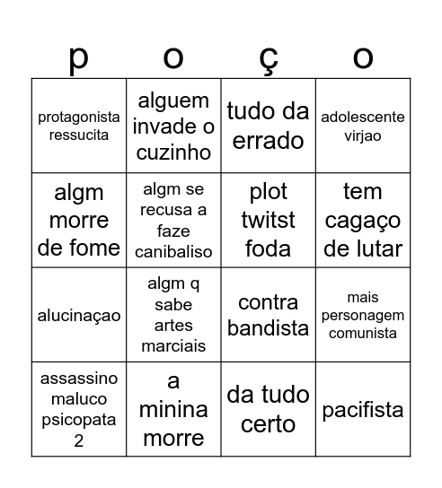 pôsso Bingo Card