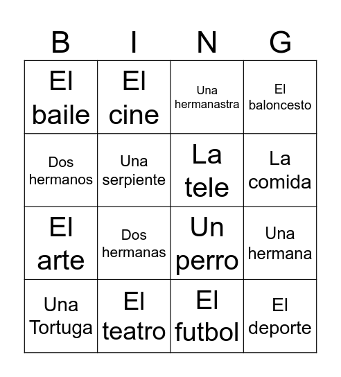 Mi vida Bingo Card