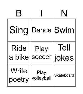 Can you? Bingo Card