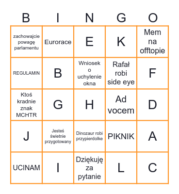 Parlament Wyborczy Bingo Card