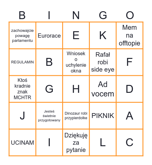 Parlament Wyborczy Bingo Card