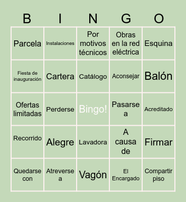 Definiciones y palabras Bingo Card