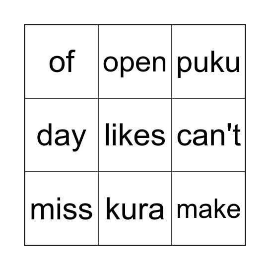 Kākano 3 / Tupu 1 Bingo Card