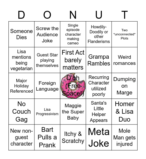 Simpsons Bingo Card