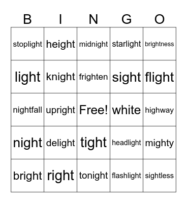 P4R Level 2 Lessons 10 - 12 Bingo Card
