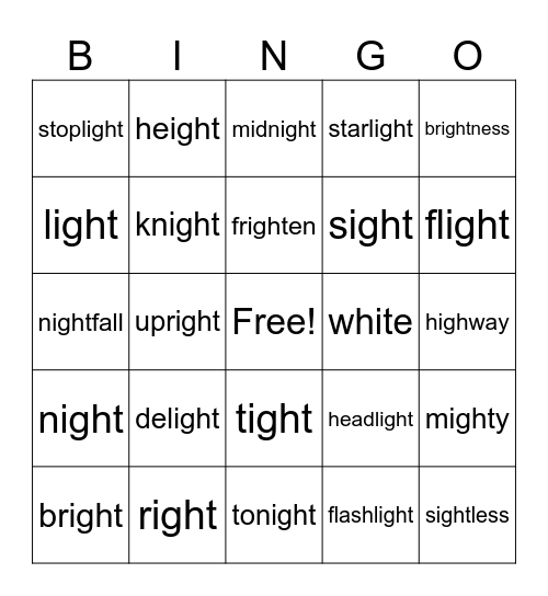 P4R Level 2 Lessons 10 - 12 Bingo Card