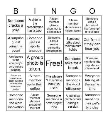 Tech Offsite Bingo Card