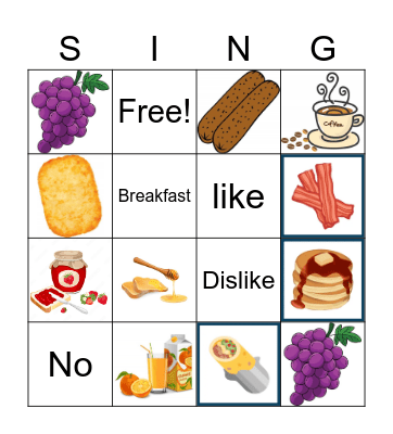 Breakfast Bingo Card