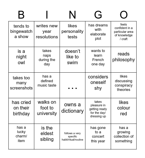 find the person who… Bingo Card