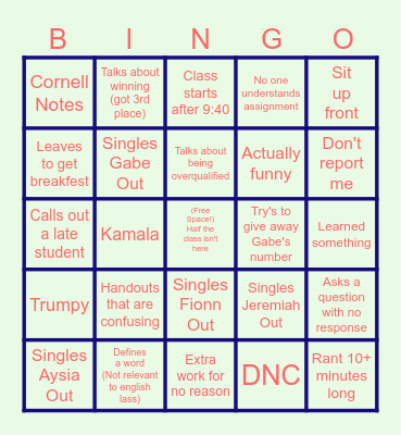 English 103 (Survivable Edition) Bingo Card