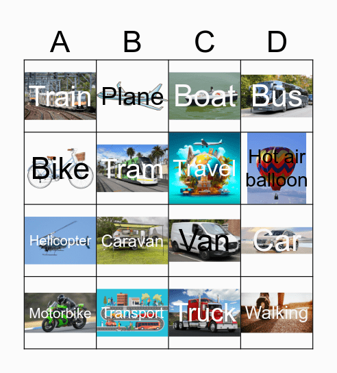 Transport Signs Bingo Card