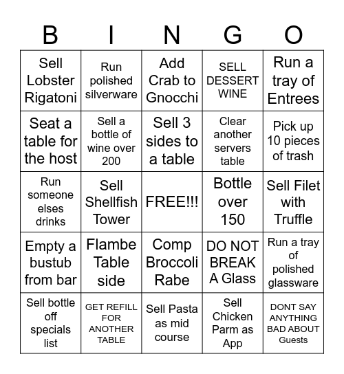 SERVER BINGO Card