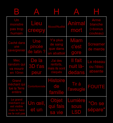 Horreur Bingo Card