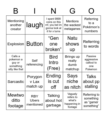 Reverend Bingo Card