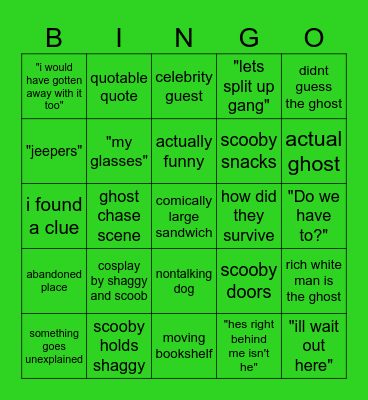 scooby doo Bingo Card