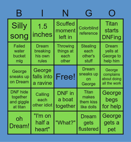 Manhunt 2 - DNF vs the Titan Bingo Card