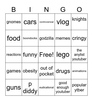 yt bingo Card