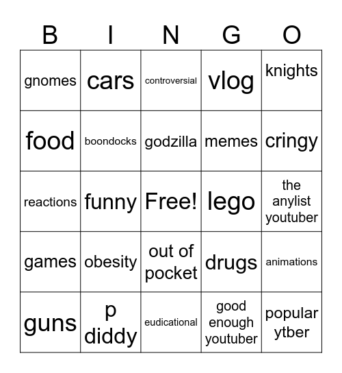 yt bingo Card