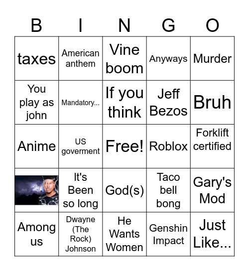 Maxor bingo Card