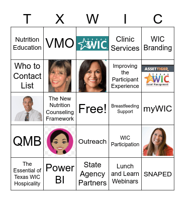 Texas WIC New WIC Directors' Orientation Bingo Card