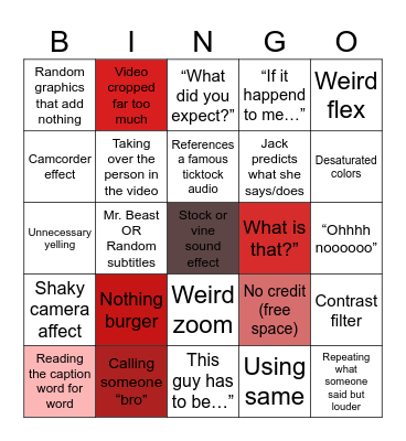 Sniperwolf bingo Card