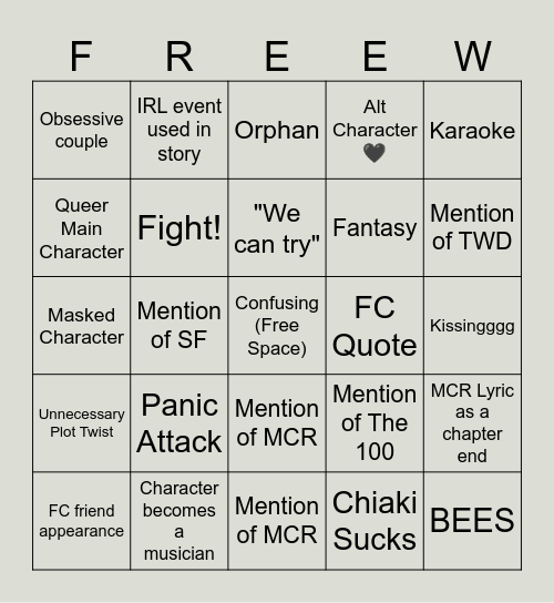 FREE WRITE BINGO Card