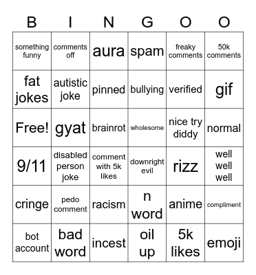 ig reels bingo Card