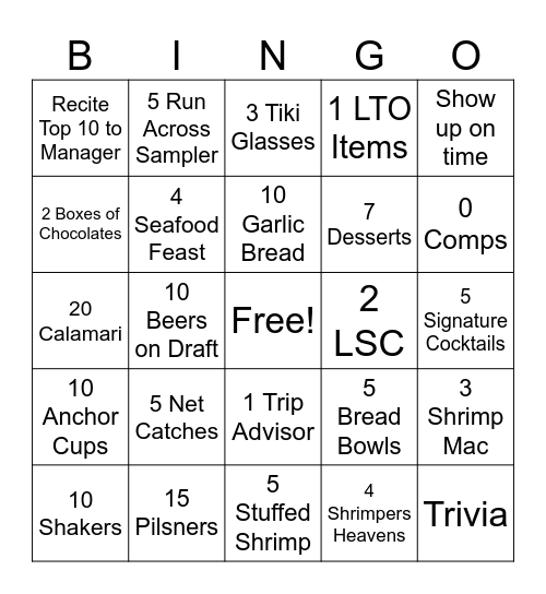 Shrimptastic Gumb-ingo Bingo Card