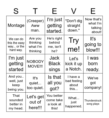 Minecraft Movie Predictions Bingo Card