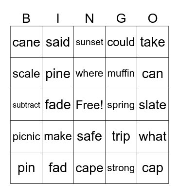 Review Bingo! Bingo Card