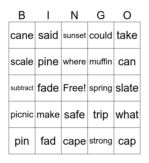Review Bingo! Bingo Card