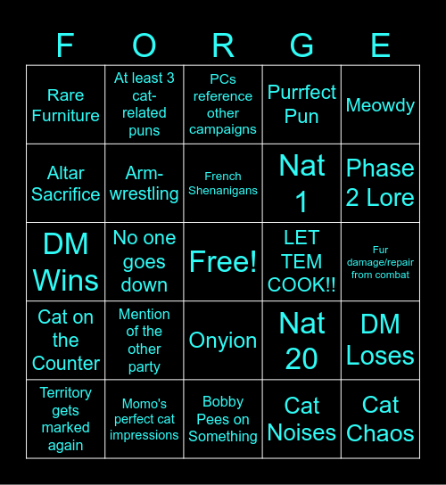 Fiendish Forge: Paw Patrol (Ep. 5): "Dusk Crux Cove" Bingo Card