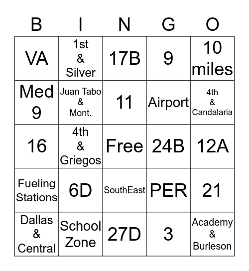 Fire Station & Post Bingo Card