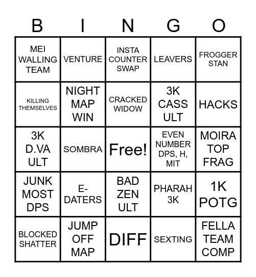OVERWATCH BINGO Card