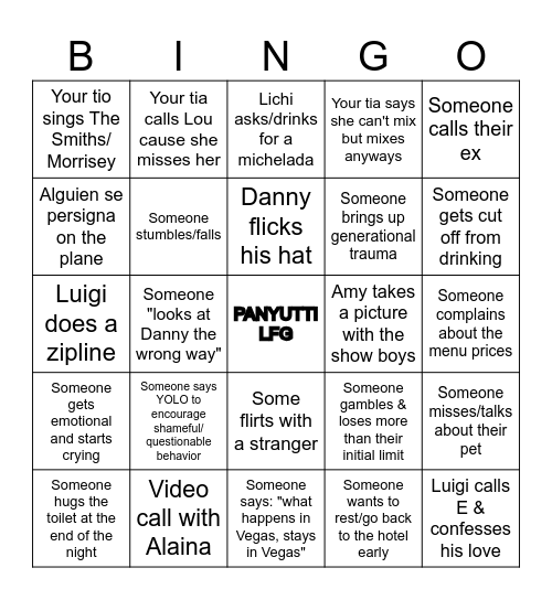 Las Vegas 2024 Bingo Card