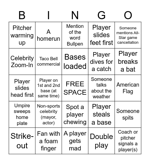 WORLD SERIES BINGO Card