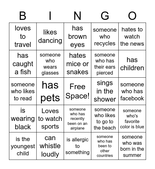 Adult ESL Bingo Card