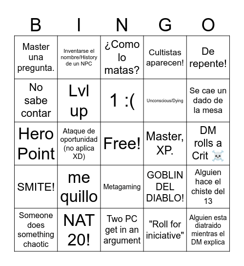 Pf2e Shinning Kingdoms Bingo Card