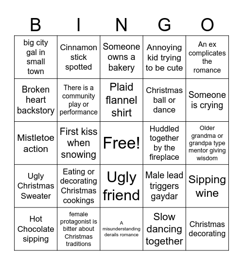 A Hallmark Christmas Bingo Card