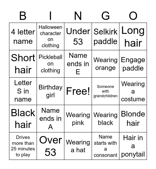 Halloween Bingo Card