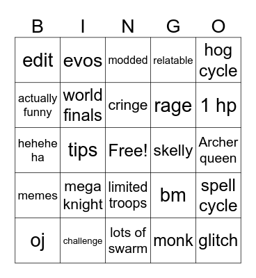 clash royale bingo Card