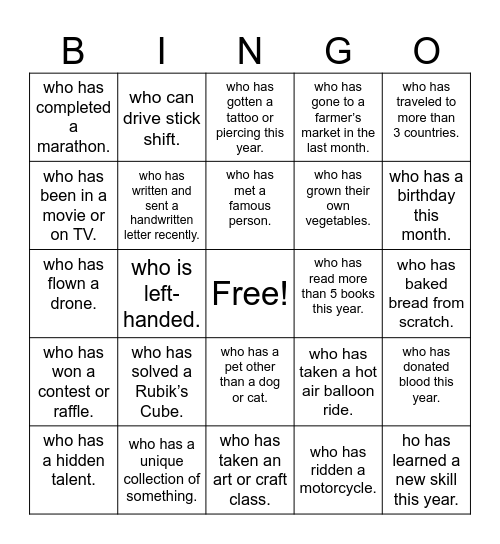 Find someone.... Bingo Card