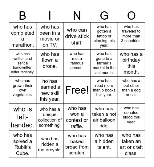 Find someone.... Bingo Card