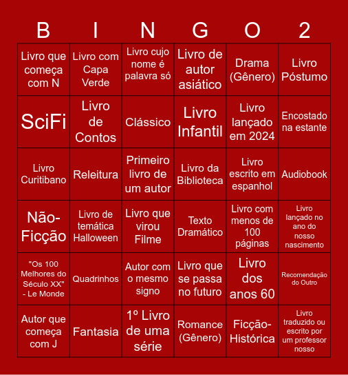 BINGO LITERÁRIO 2 Bingo Card