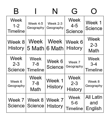 CC Week 8 Bingo Card