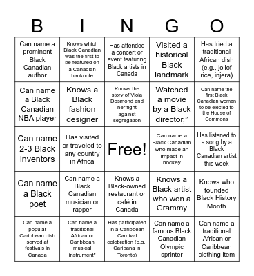 Black Excellence Bingo Card