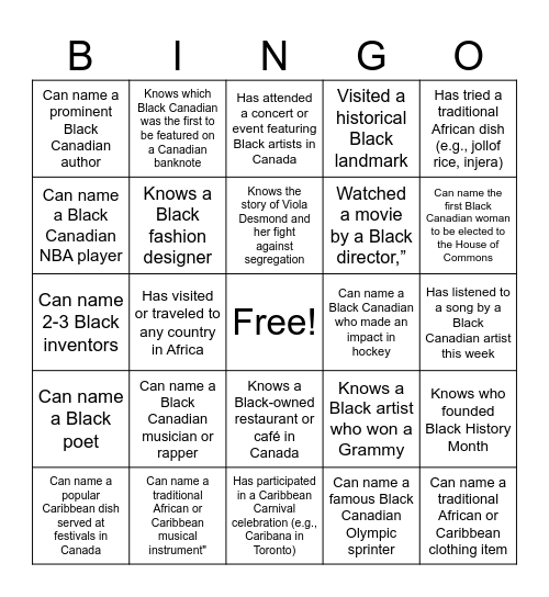 Black Excellence Bingo Card